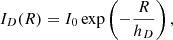 $$ \begin{aligned} I_D(R) = I_0\exp \left(-\frac{R}{h_D}\right) ,\end{aligned} $$