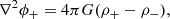 $$ \begin{aligned} \nabla ^2\phi _{+}&= 4\pi G (\rho _{+} - \rho _{-}), \end{aligned} $$