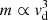 $ m \propto {\it v}_{\rm d}^3 $