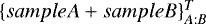 $\{sampleA &#x002B; sampleB\}_{A : B}^T$