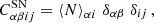 $$ \begin{aligned}&C^{\mathrm{SN}}_{\alpha \beta i j} = \left\langle N \right\rangle _{\alpha i} \,\delta _{\alpha \beta } \;\delta _{i j }\,,\end{aligned} $$