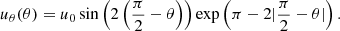 $$ \begin{aligned} u_\theta (\theta ) = u_0\sin \left(2\left(\frac{\pi }{2}-\theta \right)\right)\exp \left(\pi -2|\frac{\pi }{2}-\theta |\right). \end{aligned} $$