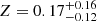 $ Z = 0.17^{+0.16}_{-0.12} $