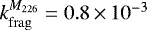 $k_{\mathrm{frag}}^{M_{226}} = 0.8\,{\times}\,10^{-3}$