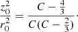 $$ \begin{aligned} \frac{z_0^2}{r_0^2} = \frac{C-\frac{4}{3}}{C(C-\frac{2}{3})} \cdot \end{aligned} $$