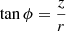 $ \tan \phi=\frac{z}{r} $