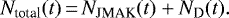 \begin{equation*}N_{\textrm{total}}(t)\,{=}\,N_{\textrm{JMAK}}(t) &#x002B; N_{\textrm{D}}(t).\end{equation*}