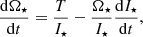 $$ \begin{aligned} \frac{\mathrm{d}\Omega _\star }{\mathrm{d}t}=\frac{T}{I_\star }-\frac{\Omega _\star }{I_\star }\frac{\mathrm{d}I_\star }{\mathrm{d}{t}}, \end{aligned} $$