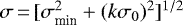 $\sigma\,{=}\,[\sigma_{\textrm{min}}^2+ (k\sigma_0){}^2]^{1/2}$