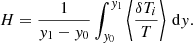 $$ \begin{aligned} H = \frac{1}{y_{1}-y_{0}} \int _{y_{0}}^{y_{1}} \left\langle \frac{\delta T_i}{T} \right\rangle \,\mathrm{d}y. \end{aligned} $$