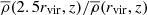 $ \overline{\rho}(2.5r_{\mathrm{vir}}, z)/\overline{\rho}(r_{\mathrm{vir}},z) $