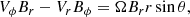 $$ \begin{aligned} V_\phi B_{r} - V_{r} B_\phi =\Omega B_{r} r \sin \theta ,\end{aligned} $$