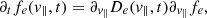 $$ \begin{aligned}&\partial _t f_e({ v}_{\parallel },t) = \partial _{{ v}_{\parallel }} D_e({ v}_{\parallel },t) \partial _{{ v}_{\parallel }} f_e, \end{aligned} $$