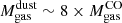 $ M_{\mathrm{gas}}^{\mathrm{dust}} \sim8 \times M_{\mathrm{gas}}^{\mathrm{CO}} $