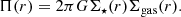 $$ \begin{aligned}&\Pi (r) = 2 \pi G \Sigma _\star (r) \Sigma _\mathrm{gas} (r). \end{aligned} $$