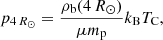$$ \begin{aligned} p_{4\,R_\odot } = \frac{\rho _{\rm b}(4\,R_{\odot })}{\mu m_{\rm p}} k_{\rm B}T_{\rm C}, \end{aligned} $$