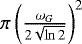 $\pi \left(\frac{\omega_G}{2\sqrt{\ln{2}}}\right)^2$