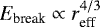 $E_{\textrm{break}} \propto r_{\textrm{eff}}^{4/3}$