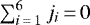 $\sum^6_{i\,{=}\,1}{j_i}\,{=}\,0$