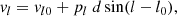 $$ \begin{aligned} { v}_{l} = { v}_{l0} + p_{l}\ d \sin (l-l_{0}), \end{aligned} $$