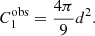 $$ \begin{aligned} C_1^\mathrm{obs}= \frac{4\pi }{9}d^2. \end{aligned} $$