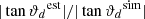 $ |\tan{\vartheta_d}^{\rm{est}}|/|\tan{\vartheta_d}^{\rm{sim}}| $