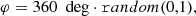 $$ \begin{aligned} \varphi&= 360~\text{ deg}\cdot \mathtt random(0,1) , \end{aligned} $$