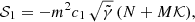 $$ \begin{aligned} \mathcal{S} _{1}&= -m^{2}c_{1}\,\sqrt{\tilde{\gamma }}\,(N+M\mathcal{K} ), \end{aligned} $$