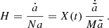 $$ \begin{aligned} H=\frac{\dot{a}}{ N a} = X(t)\, \frac{\dot{\tilde{a}}}{ M \tilde{a}}\,. \end{aligned} $$