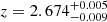 $ z=2.674^{+0.005}_{-0.009} $