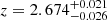 $ z=2.674^{+0.021}_{-0.026} $
