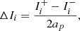 $$ \begin{aligned}&\Delta I_i = \frac{I_i^+ - I_i^-}{2 a_p}, \end{aligned} $$