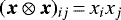$(\vec{x}\otimes\vec{x})_{ij}\,{=}\,x_ix_j$