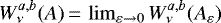 $W_{\nu}^{a,b}(A)\,{=}\,\lim_{\varepsilon\rightarrow 0} W_{\nu}^{a,b}(A_{\varepsilon})$