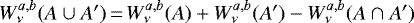 $W_{\nu}^{a,b}(A\cup A&#x0027;)\,{=}\,W_{\nu}^{a,b}(A) + W_{\nu}^{a,b}(A&#x0027;) - W_{\nu}^{a,b}(A\cap A&#x0027;)$