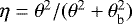 $\eta = \theta^2/(\theta^2+\theta_{\textrm{b}}^2)$
