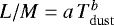 $L/M\;{=}\;a\,T_{\rm{dust}}^{b}$