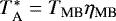 $T^{\ast}_{\textrm{A}} \;{=}\; T_{\textrm{MB}}\eta_{\textrm{MB}}$