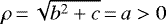 $\rho\,{=}\,\sqrt{b^{2} + c}\,{=}\,a >0$