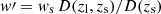 $ \mathit{w}^\prime = \mathit{w}_{\mathrm{s}}\,D(z_{\mathrm{l}},z_{\mathrm{s}})/D(z_{\mathrm{s}}) $