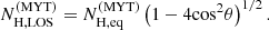 $$ \begin{aligned} N_{\rm H,LOS}^{\mathrm{(MYT)} } = N_{\rm H,eq}^{\mathrm{(MYT)} } \left(1-4 {\cos }^2\theta \right)^{1/2}. \end{aligned} $$