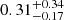 $ 0.31^{+0.34}_{-0.17} $