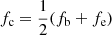 $ f_{\mathrm{c}} = \frac{1}{2}(f_{\mathrm{b}} + f_{\mathrm{e}}) $