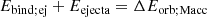 $$ \begin{aligned} E_{\rm bind;ej} + E_{\rm ejecta} = \Delta E_{\rm orb;Macc} \end{aligned} $$