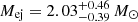 $ M_{\mathrm{ej}} = 2.03^{+0.46}_{-0.39}\,M_\odot $