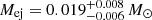 $ M_{\mathrm{ej}} = 0.019^{+0.008}_{-0.006}\,M_\odot $