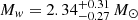 $ M_{w} = 2.34^{+0.31}_{-0.27}\,M_\odot $