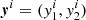 $ \boldsymbol{y}^i=(y_1^i, y_2^i) $