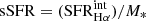 $ \mathrm{sSFR} = (\mathrm{SFR}_{\mathrm{H\alpha}}^{\mathrm{int}})/M_* $