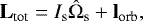 \begin{equation*}\textbf{L}_{\textrm{tot}} = I_{\textrm{s}} \hat{\Omega}_{\textrm{s}} + \textbf{l}_{\textrm{orb}},\end{equation*}